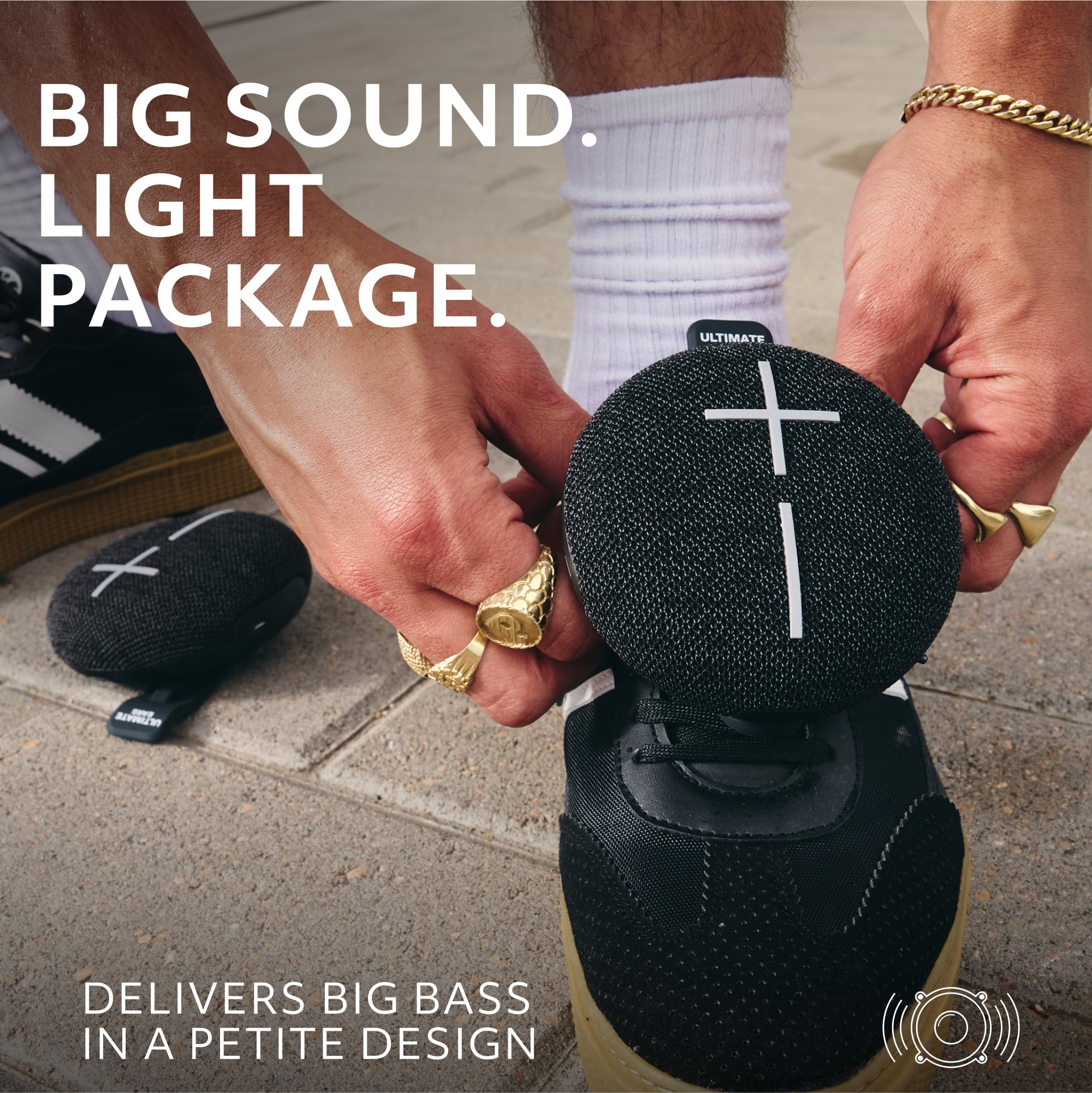 ULTIMATE EARS MINIROLL Ultra-Portable Waterproof Bluetooth Speaker, Big Bass, IP67 Dustproof, 131 ft (40 m) Range - Gentle Black
