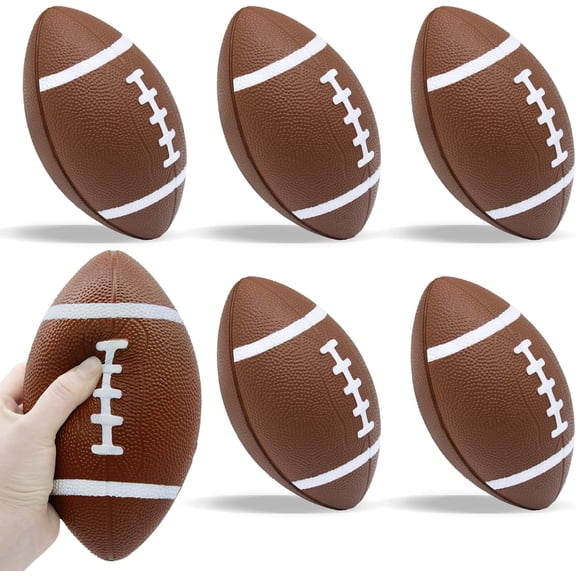 Magicorange 6 Pack Foam Football for Kids Youth Toddlers, 7" Soft Football for Indoor Outdoor Sports, Brown