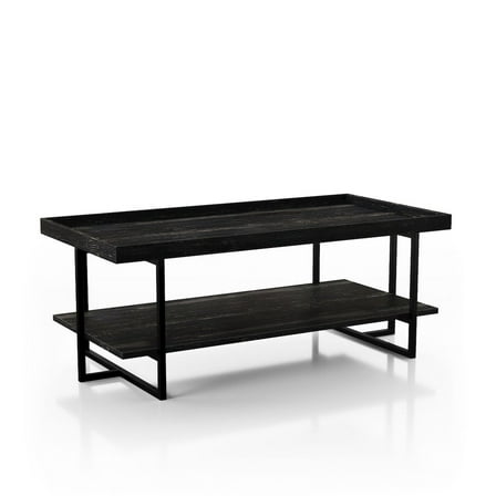 Furniture of America Prakers Industrial Wood 1-Shelf Coffee Table in Black