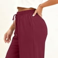 thumbnail image 6 of Womens Barrel Sweatpants Wide Leg Straight Plus Size Drawstring High Waist Loose Workout Athletic Joggers Pants Wine, 6 of 6