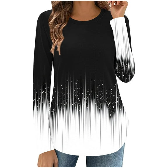 Women's Long Sleeve Shirts Casual Crew Neck Fall Tunic Tops Blouse Dressy Loose Fall Winter T-Shirts