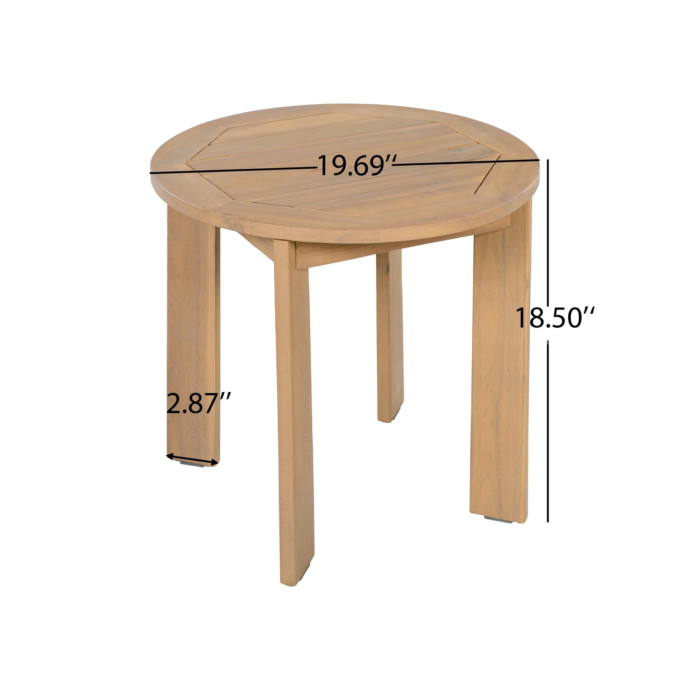 Christopher Knight Home 19.69" Acacia Wood Patio Side Table, Round Slatted Outdoor End Table, Light Teak