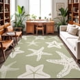 thumbnail image 2 of Rectangle Area Rugs 3 x 5 Ft, Sage Green Starfish Coastal Non-Slip Residential Carpet, Nautical Summer Ocean Abstract Art Indoor Crawling Mats Runner Rugs for Living Room/Dining Room/Bedroom, 2 of 9