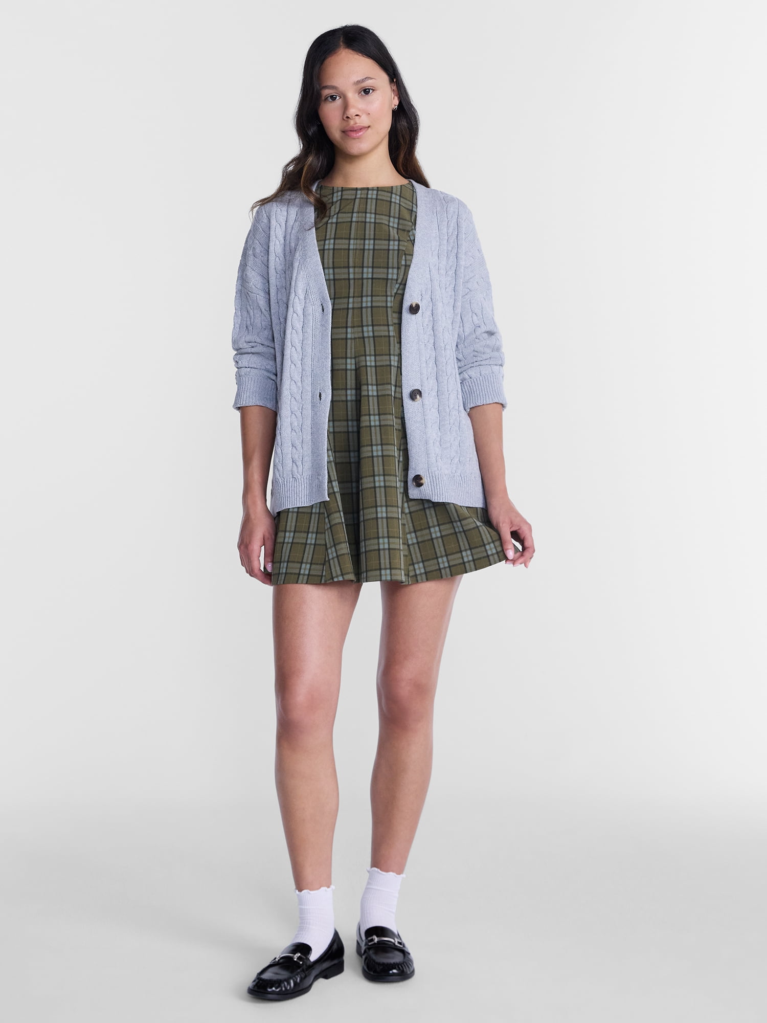 No Boundaries Cable Knit Grandpa Cardigan, Women's and Women's Plus XXS-4X