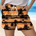 thumbnail image 4 of felwors Women's Ombre Sunset Palm Tree Print Shorts Elastic Drawstring Waist Pink Yellow Summer Beach Casual Shorts with Pockets (Orange, XL), 4 of 5