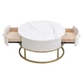 thumbnail image 6 of JERFIT 31.5 Inch Round Coffee Table with Drawers, White Faux Marble Top, Storage End Table with Sturdy Iron Frame for Living Room, Bedroom, 6 of 10