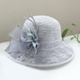 thumbnail image 2 of Sombrero de sol de encaje y malla con flores para mujer: ala ancha plegable, protección UV para la playa, la jardinería y los viajes, 2 of 4