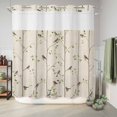 thumbnail image 6 of No Hook Shower Curtain, Sparrow Shower Curtains for Bathroom with See Through Top Window, Spring Birds on The Branches Retro Country Beige Waterproof & Washable Bath Curtain Long 72"x78", 6 of 9