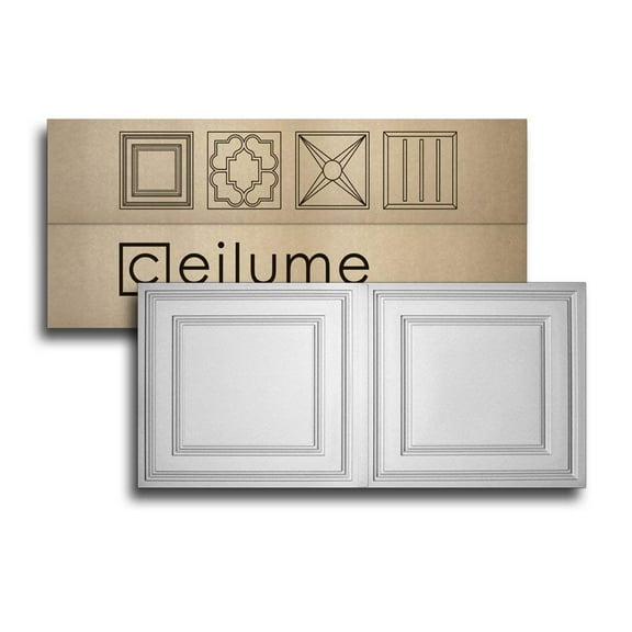 Ceilume 12 pc Stratford Ultra-Thin Feather-Light 2x4 Lay in Ceiling Tiles - for Use in 1" T-Bar Ceiling Grid - Drop Ceiling Tiles (12 Tiles, White)