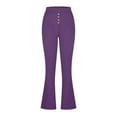 thumbnail image 6 of Pxkloy Women's Bootcut Stretch Dress Pants Wide Leg Yoga Pants Woman High Waisted Stretchy Dressy Work Pants with Pockets Purple,XL, 6 of 7