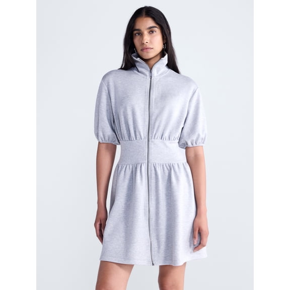 Scoop Women's and Women's Plus Scubaknit Zip Front Dress, Sizes XS-4X