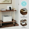 thumbnail image 6 of Martha Stewart Liam 2 Tier Mobile Printer Cart, Polished Brass Frame, Walnut, 6 of 13