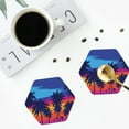 thumbnail image 4 of Yiaed Beach with Palm Trees Print Leather Coasters for Drinks - Cup Coasters Coffee Table Kitchen Table Bar, Home & Office Gifts Handmade Drink Coasters-Hexagon, 4 of 6