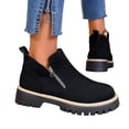 thumbnail image 4 of EKVAHL Orthopedic Platform Chelsea Booties for Women, Lug Sole Arch Support Slip On Short Boots, Side Zipper Retro Daily Outdoor Walking Boots Black, 4 of 6