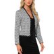 thumbnail image 4 of Blazer de tweed a cuadros INSPIRE CHIC para mujer, con mangas largas y diseño abierto, color negro, 4 of 6
