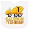 thumbnail image 2 of Inktastic 1st Birthday Construction Truck Cement Mixer Baby Terry Cloth Bib, 2 of 3