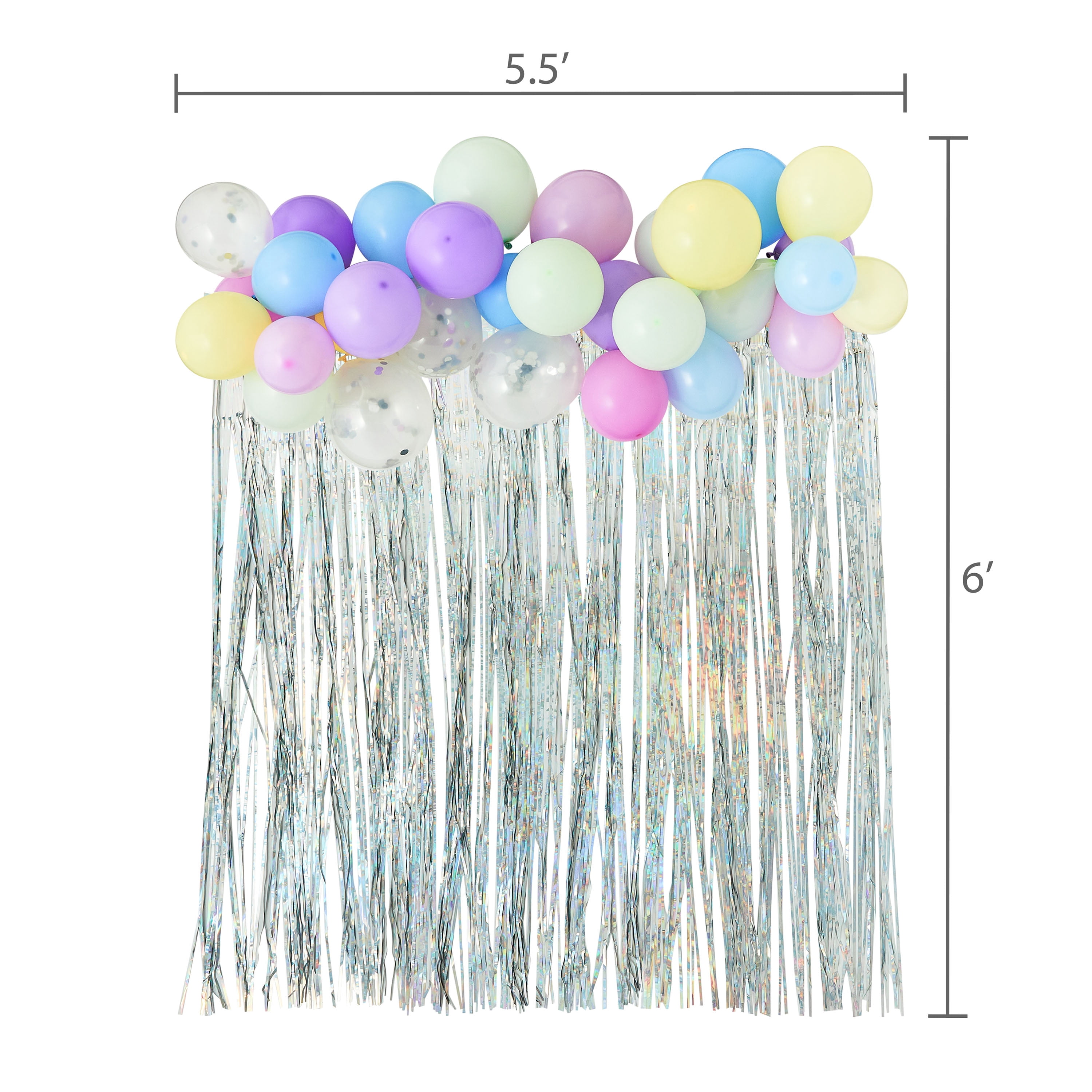 Multicolor Pastel and Iridescent Confetti-Filled Balloons Arch Kit, 37 Pieces, by Way To Celebrate