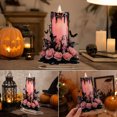 thumbnail image 5 of Diceymbol Halloween Candle Desktop Decoration Flat Ornament, 7.87 in Acrylic Figurine with Pink Roses and Bats, 5 of 6
