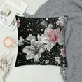 thumbnail image 2 of Chilfamy Pink Cherry Blossom Pillow Covers ,Japanese Style Watercolor Botanical Flowers Reversible Throw Pillow Covers Cases,Luxury Silvery Sequin Print Square Cushion Covers Set for Bedroom, 2 of 5