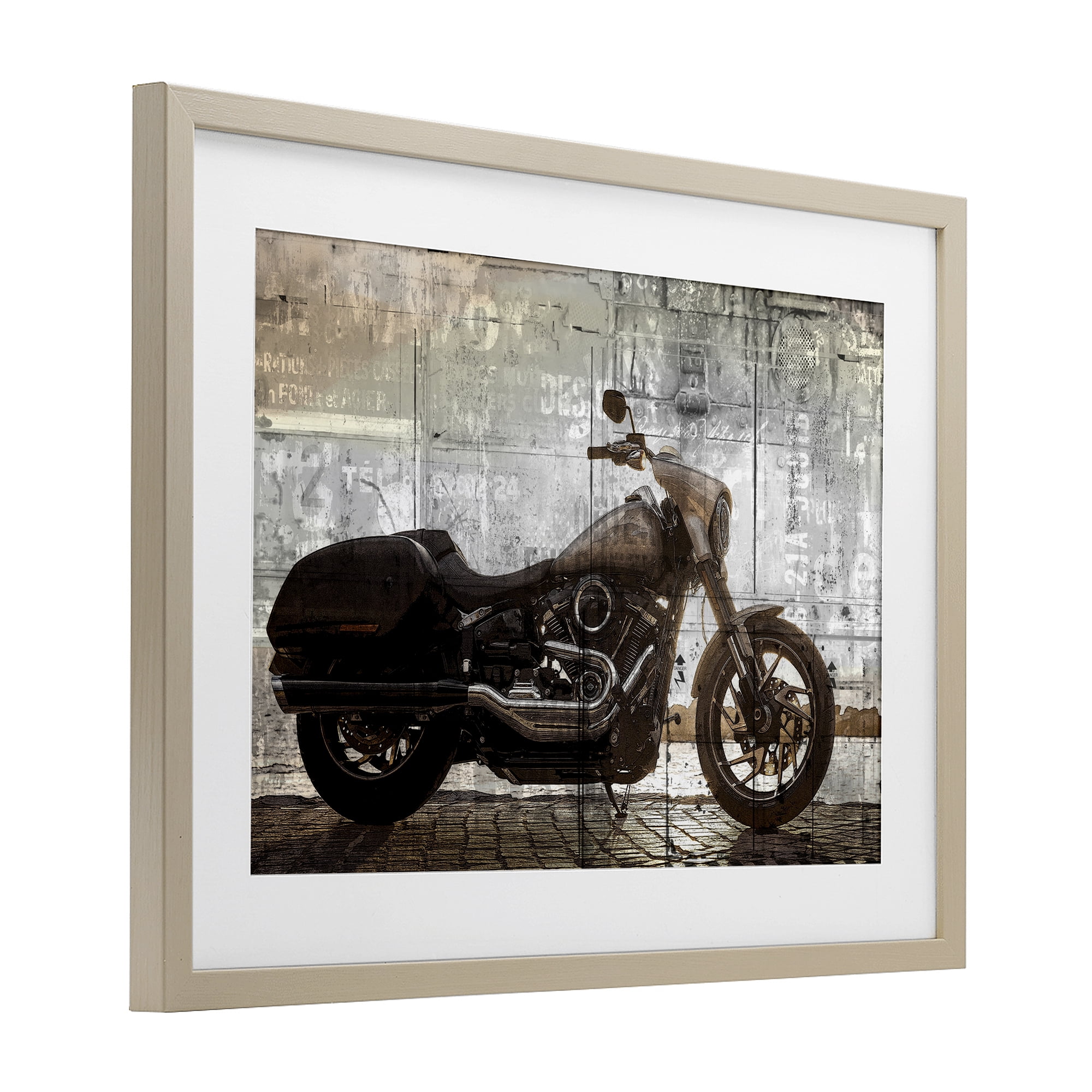 Stupell Industries Sunset Ride Motorcycle Birch Framed Print Under Glass, design by Kim Allen