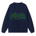 thumbnail image 2 of Gibobby Sudaderas de moda Suéter informal a cuadros con estampado de y silueta de árbol verde para mujer, festivo y elegante, perfecto para Navidad (Azul, XL), 2 of 5