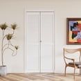 thumbnail image 2 of 36"x80" Louvered Wood Solid Core Manufactured Wood Bi-Fold Door with Installation Hardware Kit, 2 of 6
