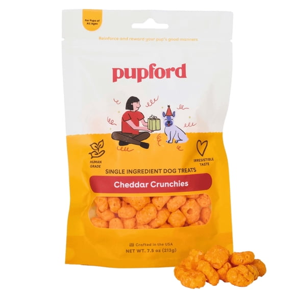 Pupford Cheese Crunchies, All-Natural, Healthy, Freeze Dried, Single-Ingredient Treat for Dogs & Puppies (Cheddar, 7.50 oz)