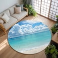 thumbnail image 3 of 8ft Round Rug, Ocean Blue Non-Skid Rubber Backing Large Area Rugs - Living Room Bedroom Home Office, Beach Nature Coast Sea Shore Sky Seawater Indoor Floor Mat Carpets Washable Rug, 3 of 9