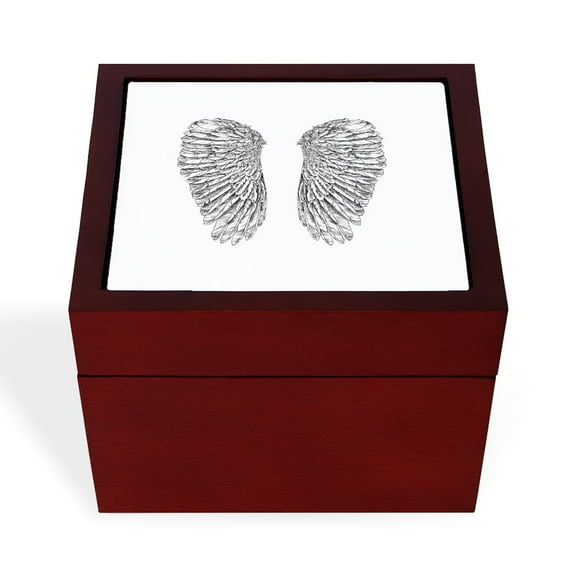 CafePress - Angel Wings - Keepsake Box, Finished Hardwood Jewelry Box, Velvet Lined Memento Box