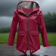 thumbnail image 3 of Rain Jackets Womens Lightweight Long Raincoat Hooded Waterproof Outdoor Travel Hiking Windbreaker Trench Coats, 3 of 7