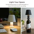 thumbnail image 4 of GLOVI Wine Bottle Lamp with Luxurious Metal Shade — Premium Decorative Rechargeable LED Wireless Bottle Light, Dimmable Lights, Waterproof for Indoor and Outdoor Dining (White) By LINKSTYLE, 4 of 13