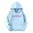 thumbnail image 4 of Moonsky Sudadera con capucha y cordón HUNTRX, estampado de grupo de chicas coreanas, jersey corto, suave y cómodo, top de manga larga para primavera y otoño. Azul claro 150, 4 of 5