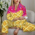 thumbnail image 4 of Goofa Red Ice Cream Printed Women’s 2 Piece Pajama Set Super,Pajamas Women's Long Sleeve Sleepwear Soft Button Down Loungewear Pjs Lounge Set Nightwear-, 4 of 9