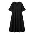 thumbnail image 4 of NTACZA Summer Dresses for Women Plus Size Casual Maxi V-Neck Oversized A-Line Short Sleeve Beach Size XXXL, 4 of 7