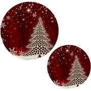 Bestwell Christmas Tree Cotton Pot Holder Set of 2, Pure Cotton Heat Resistant Wear-Resistant and Non-Slip Stylish Round Pot Holder for Daily Kitchen,Dining Table,Office,Cafe, Restaurant,BBQ
