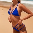 thumbnail image 6 of EJsoyo Womens Sexy Thong Bikini Swimsuits String Push up Padded Bathing Suit 2 Piece Cheeky Swimwear with Metal Ring (Medium, Blue), 6 of 6