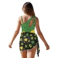 thumbnail image 6 of Xixirimido Jamaican Flag Palm Tree Hibiscus Print Girls Swimsuit One Piece with Removable Bra, One Shoulder Adjustable Strap Swimwear with Mesh Cover Up Bathing Suit for Girl, Size 13-14 Years, 6 of 7