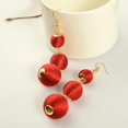 thumbnail image 4 of Pendientes de gota de bolas de hilo para mujer Joyas de gancho de oro colgante de linterna boho - Marrón 荧 大红 304 Yuyangstore Pendientes, 4 of 8