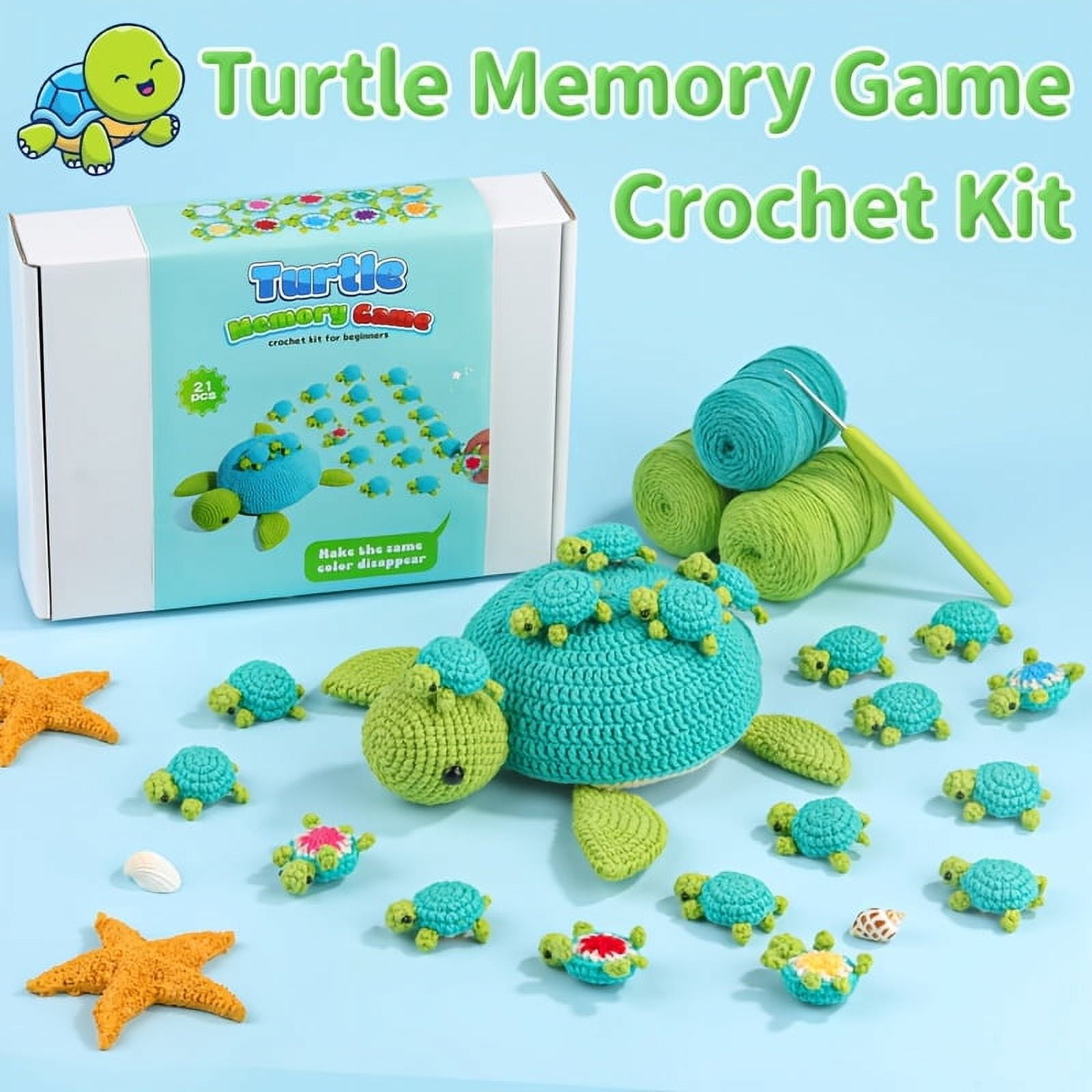 Crochet Kit for Beginners _ Turtle Crocheting Animals Kits with Step-by-Step Video Tutorials - Knitting Supplies for Adults, Crochet Hooks Yarn DIY Craft Art