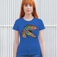 thumbnail image 3 of Tee Hunt Colorful Raptor T-Shirt Dean Russo Neon Dinosaur Pattern Women's T-Shirt Tee, Blue, Large, 3 of 5