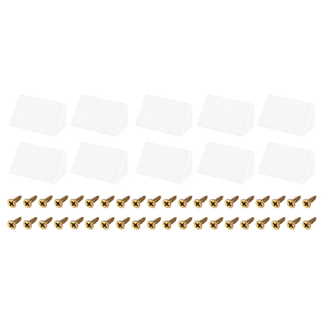 Paquete de 10 Soportes de Esquina Plásticos de 90 Grados con Tapa, Soportes de Ángulo de 41x19x19mm con Tornillos (Blanco)
