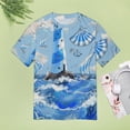 thumbnail image 4 of Lighthouse Sailboats Ocean Waves-5 Women's Short Sleeve T-Shirt Crew Neck Casual Summer Trendy Loose Fit Tops, 4 of 7