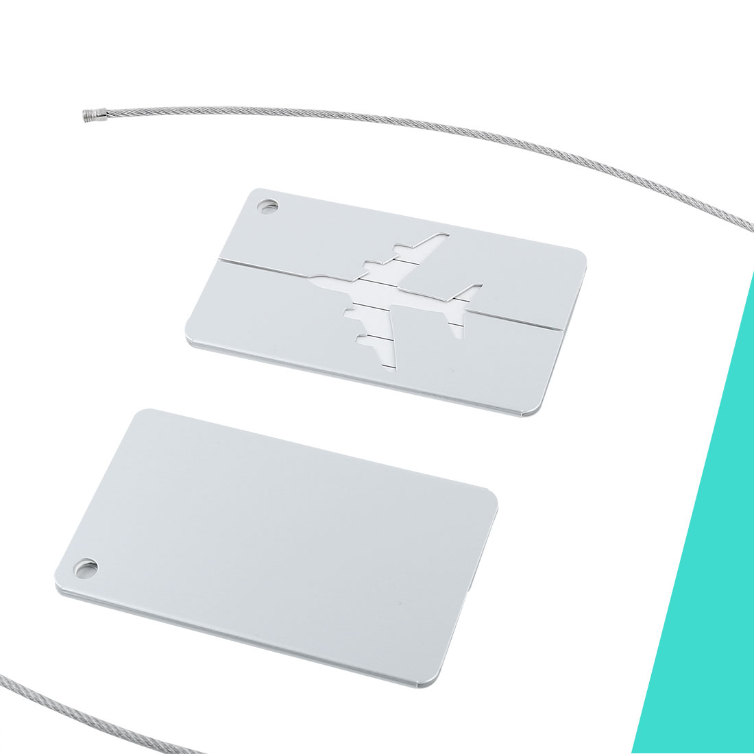 Unique Bargains Luggage Tags Aluminium Metal Bag Travel ID Labels Tag Suitcase Card Silver