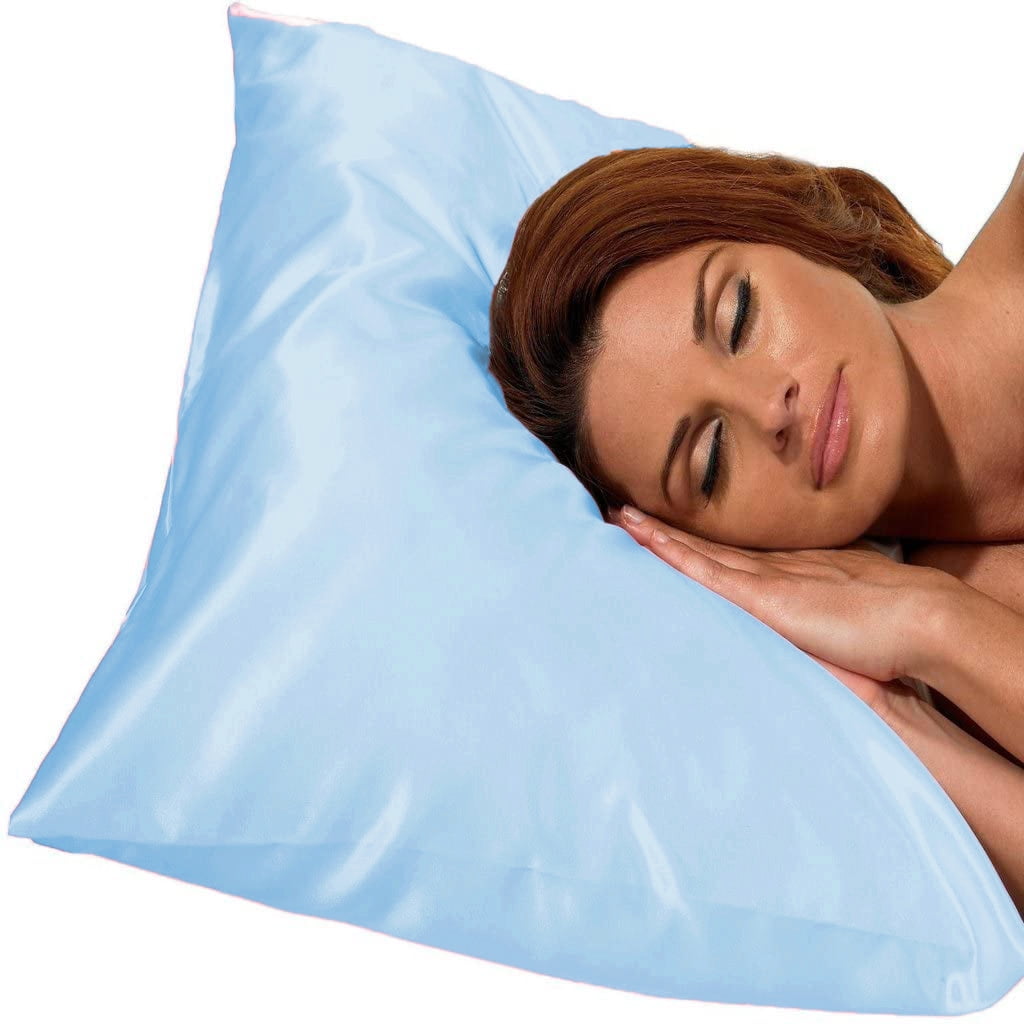 Gilbin Satin Pillowcase for Hair and Skin Silk Pillowcases Set of 4 - with Envelope Closure - with Hidden Zipper - King Satin Pillowcase (Blue)