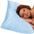 thumbnail image 2 of Gilbin Satin Pillowcase for Hair and Skin Silk Pillowcases Set of 4 - with Envelope Closure - with Hidden Zipper - Standard Satin Pillowcase (Blue), 2 of 4