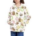 thumbnail image 3 of Xoenoiee Girls Hoodies Long Sleeve Hooded Sweatshirt for Kids Long Sleeve Pull-Over Hoodies with Kangaroo Pocket for Travel Workout Walk, Splatter Donut Sloth Pattern, XL, 3 of 7
