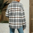 thumbnail image 4 of BLTIBY Women Fleece Jacket Coat Winter Fall Flannel Plaid Printed Plush Peacoat Casual Loose Button Cardigan Overcoat Long Sleeve Tops with Pockets Gray M, 4 of 4