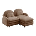 thumbnail image 3 of Miekor Furniture Teddy Fabric Soft Cloud-like Loveseat Sofa,Curved Backrest and Armrest with Curved Lumbar Pillows, Sectional 2 Seater Modular Couch with Movable Ottoman and Supportive Double- No9788, 3 of 9