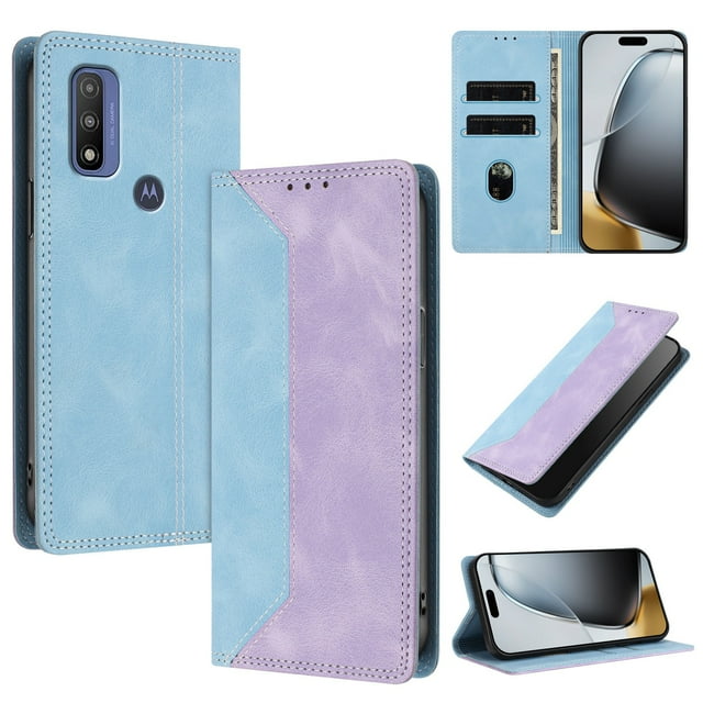 Phone Case for Motorola Moto G Pure FOXDOCK Premium Leather,Creative Dual-Color Cover with Card Slot,Shockproof
