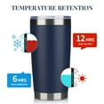 thumbnail image 3 of MEWAY 20oz Tumbler Cup Double Wall Vacuum Insulated Travel Mug Bulk, Stainless Steel Tumblers with Lid and Straw, Durable Powder Coated Coffee Cups for Cold & Hot Drinks (Navy, 1), 3 of 9
